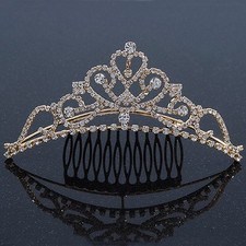 Bridal/ Wedding/ Prom/ Party Gold Plated Swarovski Crystal Hair Comb/ Tiara -