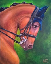 Ginger chestnut Horse equine equestrian original oil portraits artwork painting