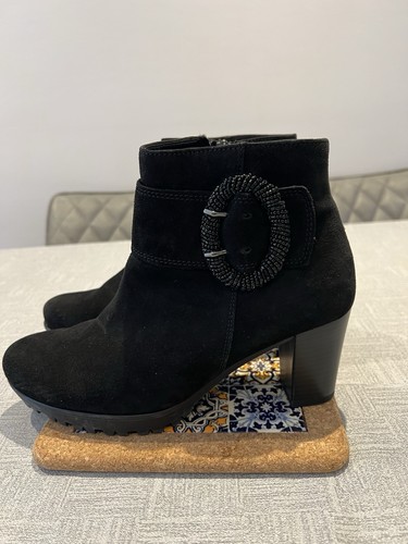 Black suede gabor ankle boots - suede,