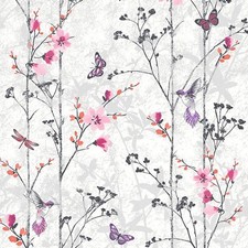 Muriva 102550 Eden Butterflies Wallpaper Pink 10m Roll Soft Nature Look Decor
