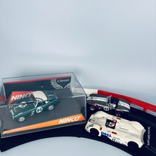 NINCO SLOT CAR X3 AC COBRA, AUSTIN HEALEY 3000, BMW V12 LMR RACING SCALEXTRIC