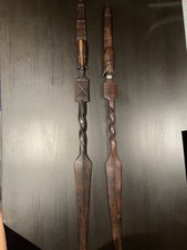 2 Carved Tribal African Wooden Spear Sticks - Great Condition!