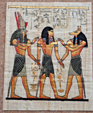 Egyptian Papyrus Paintings x 3 : 28x35, 28x35 & 30x40cm