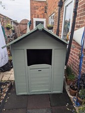 Noa Axi wooden play house with door and two windows, green  condition - used