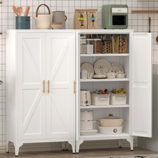 47''H White Metal Pantry
