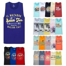 Mens Vest Cotton Retro Vintage Surf Print Sleeveless South Shore Top