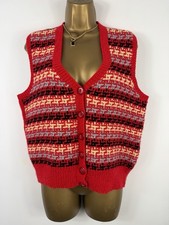 Hand Knit Red Fair Isle Vest