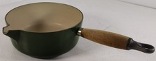 Le Creuset France 20cm Cast Iron Saucepan Wooden Handle - Green Vintage - NO LID