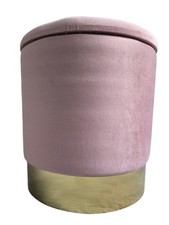 Round Velvet Ottoman Pouffe with Storage Footstool Seat Stool Vanity Chair UK