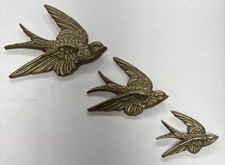 Vintage Brass Flying Swallows Birds Wall Hangings. Retro Kitsch