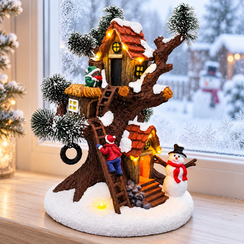Christmas tree house - christmas, scene