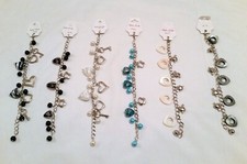 60 Mixed Charm Bracelets Job Lot Heart Key Moon Murano Jewellery Party Bags Gift