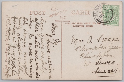 Plumpton sussex postcard sent - sussex,