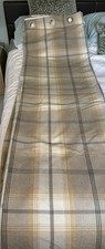 Dunelm Huge Ochre Yellow And Grey Lined Tartan Eyelet Curtains 90 X 84