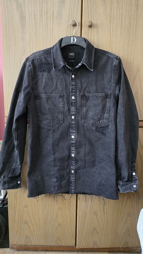 Zara men black denim shirt - men's,