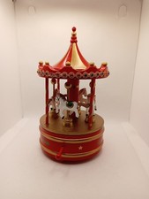 Wooden Carousel Music Box Red