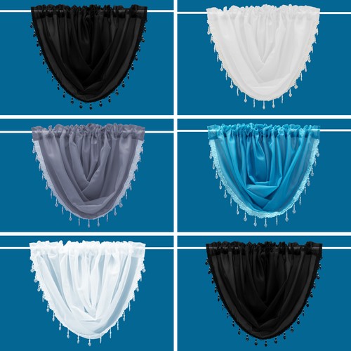 Crystal beaded voile swags - crystal,