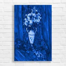 Vibrant Flower Bouquet Blue Canvas Print Large Picture Wall Art
