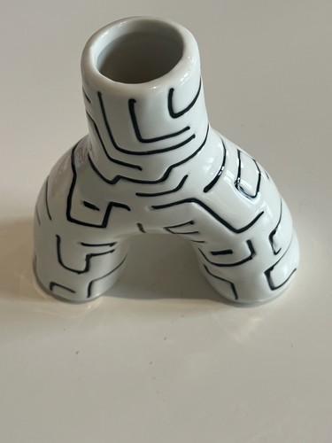 Deane white ceramic vase - ceramic,