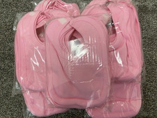 Pink Baby Bibs JOB LOT x 48 100% Cotton - Perfect For Personalisation NEW