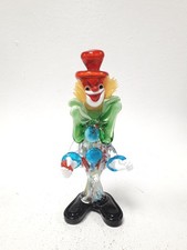 Vintage Murano Style Glass Clown Figurine Hand Blown Multicolour Art