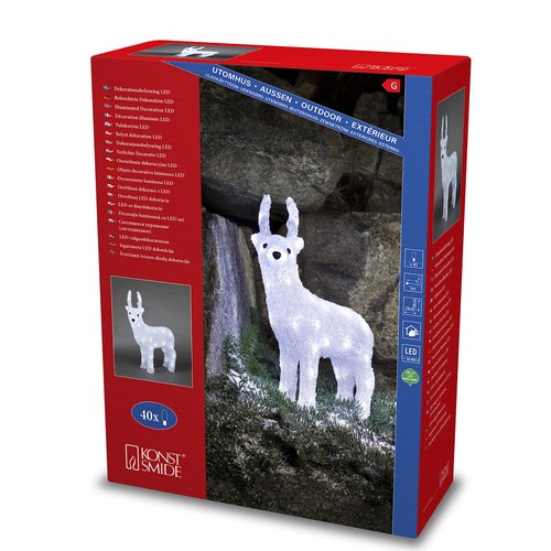 Acrylic reindeer leds 38cm - reindeer, leds,