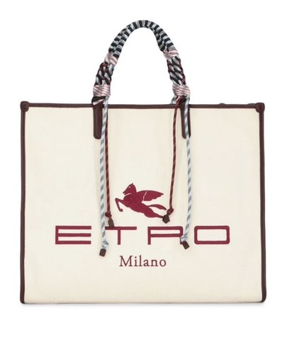Etro canvas tote - etro~canvas, tote~embroidered