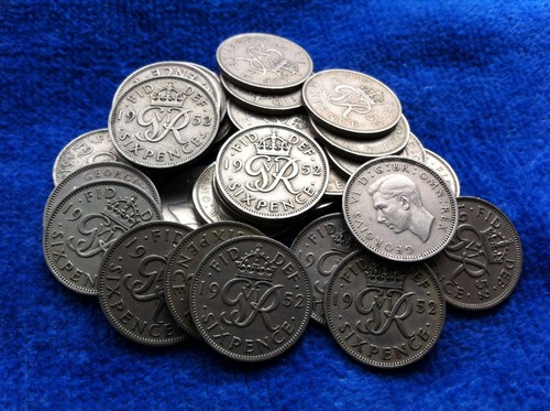 King george 1952 sixpence - king,