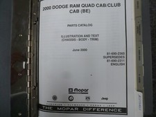 2000 Dodge Ram 2500 Pickup Truck Quad Cab Parts Catalog Manual ST SLT Diesel