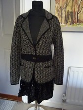 Clements Ribeiro Pure Wool Knit Blazer Style Brown & Black Jacket Size L UK 14