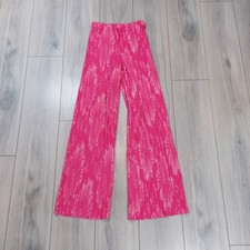 Zara Womens Pleated Wide Leg Trousers Size S Pink Floral Elastic Waist
