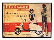Lambretta Innocenti TV175 original 60s Italian dealer poster. Rare & very large!