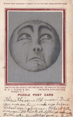 Antique lenticular puzzle man - puzzle,