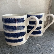 2 x 1882 Ltd Indigo Blue Stripe Large Mugs Tankards – Staffordshire Pottery
