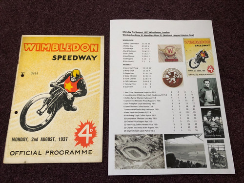 Speedway programme pre war