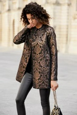 NEXT Women’s Outerwear Black & Bronze Jacquard Coat Jacket UK 12 RRP £80
