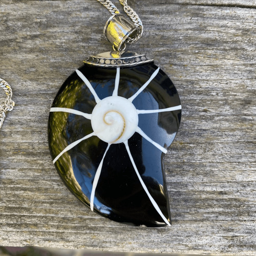 Plastic nautilus shell pendant - plastic,