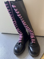 Dr Martens 20 hole 1420 England vintage pink boots knee high tall UK6 EU39 US8