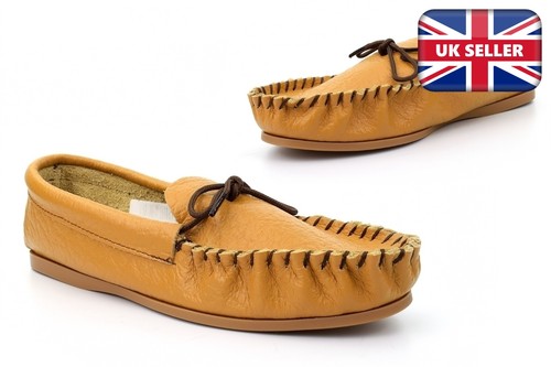 Mens leather slippers moccasin - leather,