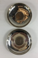 Vintage 1971 Pair Of Solid Silver Dishes Set With Churchill CU Crown 