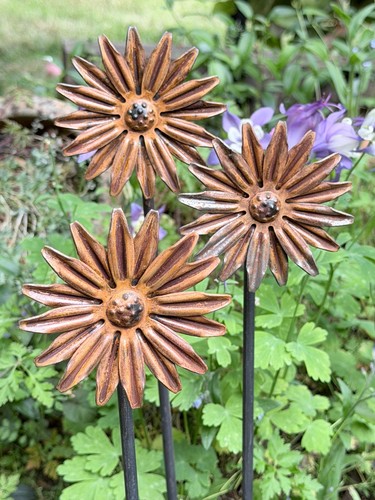 Metal flower garden stakes - metal,