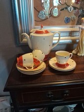 Hanley New Hall. Coffee/Teapot. 3 Cups, 6 Saucers. Very Rare. Not On Ebay