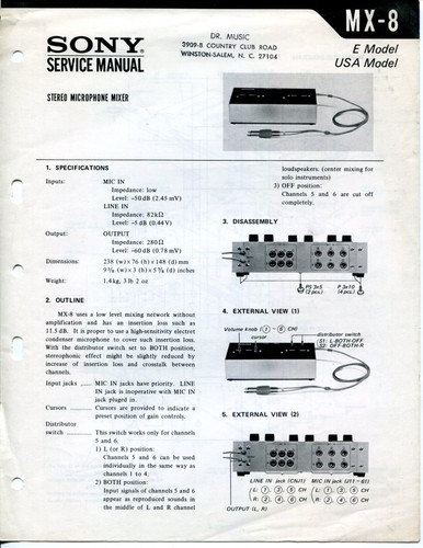 Sony model stereo - model, mx-8