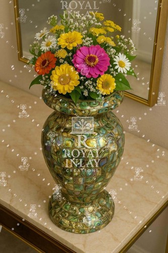 Abalone shell inlay - vase, –