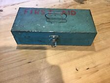 Vintage First Aid Box Toolbox, Fishing Tackle Box Kitchen Green Metal Tin 1940s