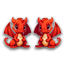 2x Small Cute Red Dragon Vinyl Sticker Decals For Car Laptop Scrapbook 60x53mm