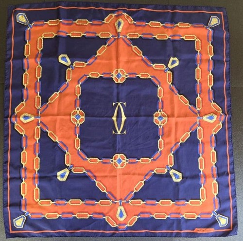 Cartier scarf navy orange - x,