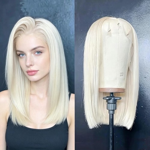 Platinum blonde bob wigs - #60,