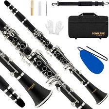 B Flat Clarinet for Intermediate Beginners, Upgraded Ebonite Bb Clarinet Silver