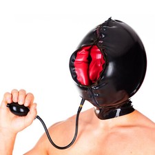 Latex hood inflatable gag - hood,